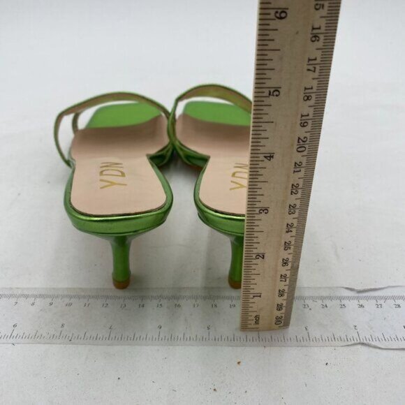 YDN Lime Green Square Open Toe Kitten Heels Slide Sandals Cutout Mule Dress Shoe - Picture 5 of 8